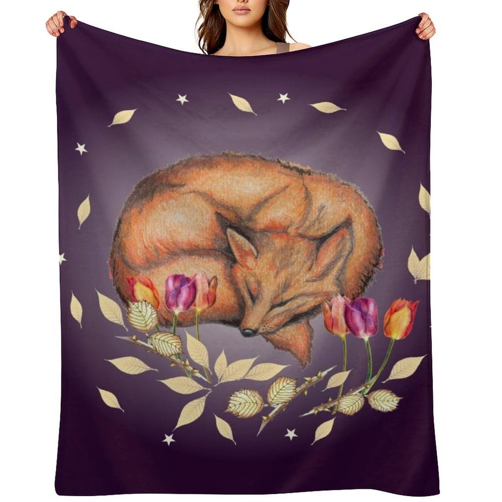 Dreaming Fox Throw Blanket Decorative Throw Thin Kid'S Funny Gift Blankets