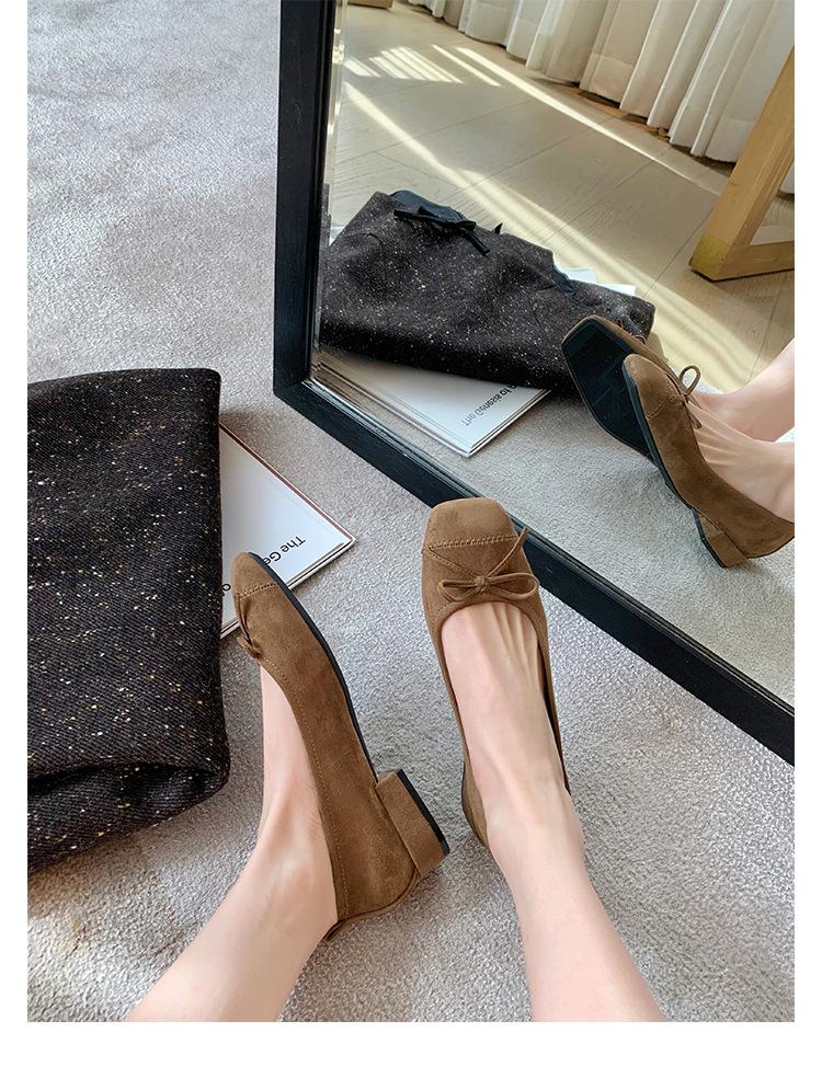 Super soft lambskin leopard print genuine leather Mary Jane single shoes women's French bow ballet style flat shoes soft-soled ladyshoes