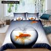 Goldfish Duvet Cover King/Queen Size Golden Red 3D Animal Bedding Set for Kid Teen Adult,Fish Themed Quilt Cover with Pillowcase