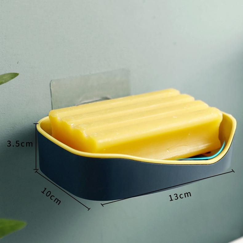 Suport pentru săpun Set de accesorii pentru baie Suport de scurgere Suport pentru săpun Suport pentru săpun cu două straturi, montat pe perete, Suport de depozitare pentru vase de burete pentru săpun