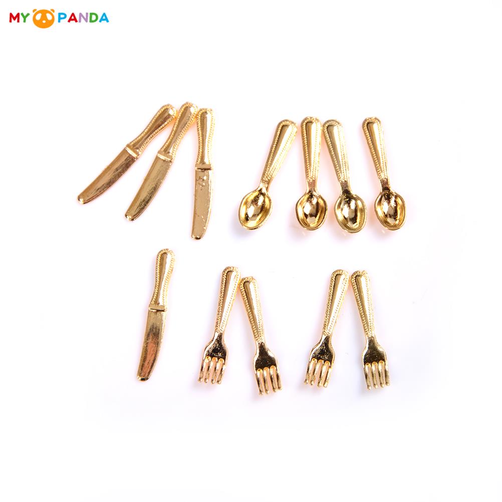 Discover Intime Unisex Kids Silver 12Pcs/Set Newest Hot Vintage Dollhouse Miniatures Tableware Mini Cutlery Knife Fork Spoon Kids Toy Doll House Decor
