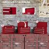 Lockable Metal Tool Box, 3 Drawer Tool Chest with Latches, Handle, Ball Bearing Runners, Red