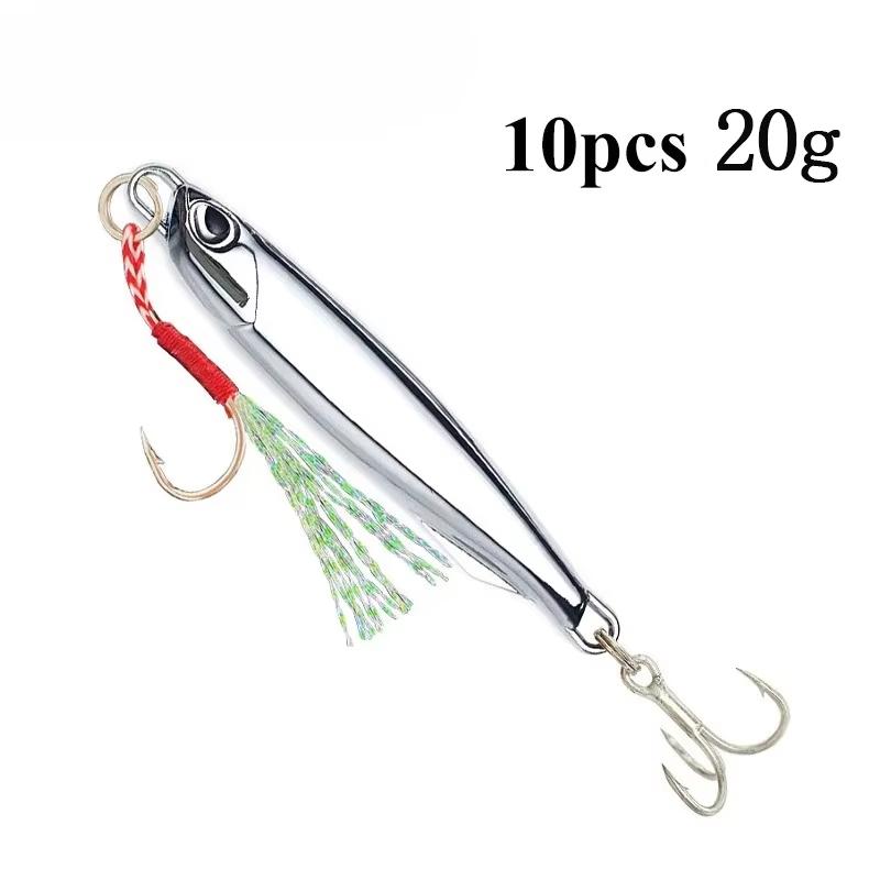 

10pcs/Pack Plating Silvery Metal Jig Lure Sea Fishing Bait 20g/30g/40g Fishing Lure Saltwater Bass Tackle Lure Artificial Bait