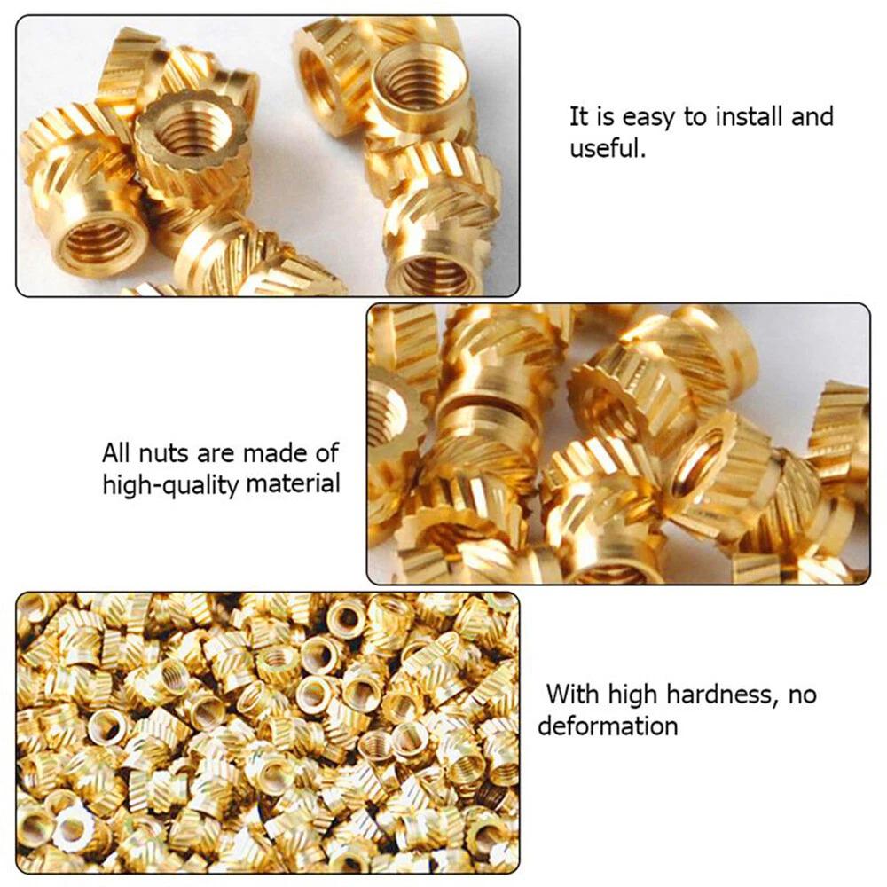 30/50/100pcs M3 Brass Knurled Heat Set Inserts Threaded Heat Resistant Embedment Nuts for 3D Printing Plastic Injection