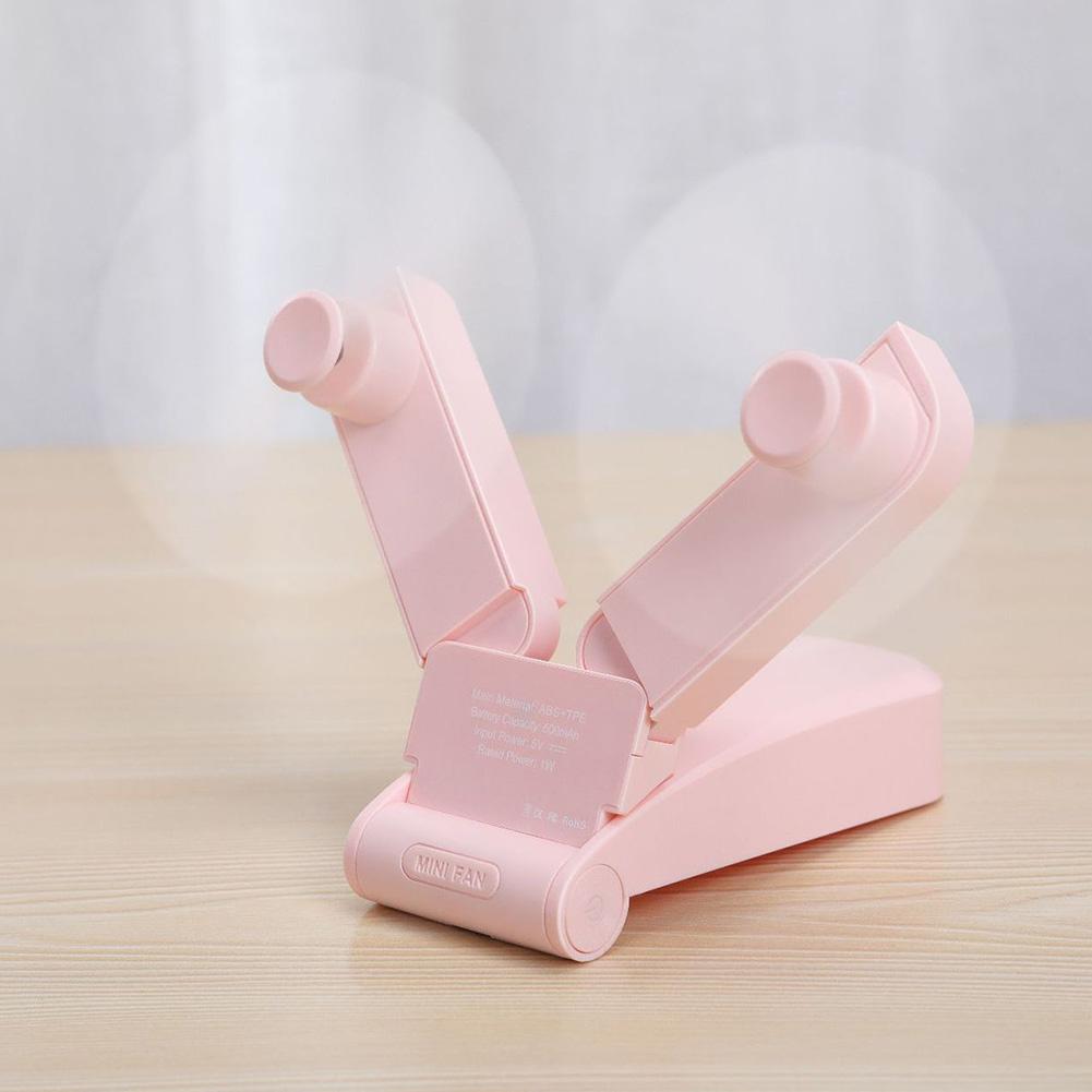 Portable Handheld USB Mini Fan v36 Double Head Folding Desktop Electric Fan Pink44 * 36 * 103mm#0