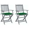 VidaXL Set of 2 Outdoor Folding Chairs with Cushions, Patio Seats, Dining Chairs, Patio Furniture 3064502