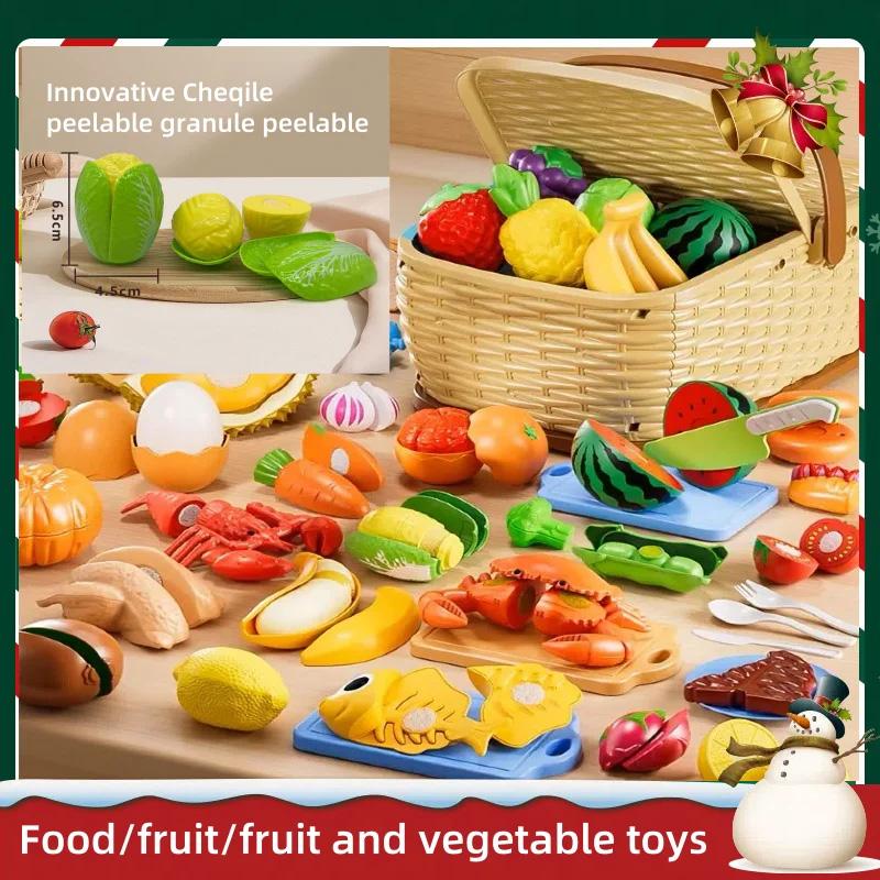 Set Giocattolo Cucina per Bambini Frutta e Verdura da Tagliare e Pelare Giocattoli Giocattoli Casa delle Bambole Educativi per Bambini Regali di Compleanno