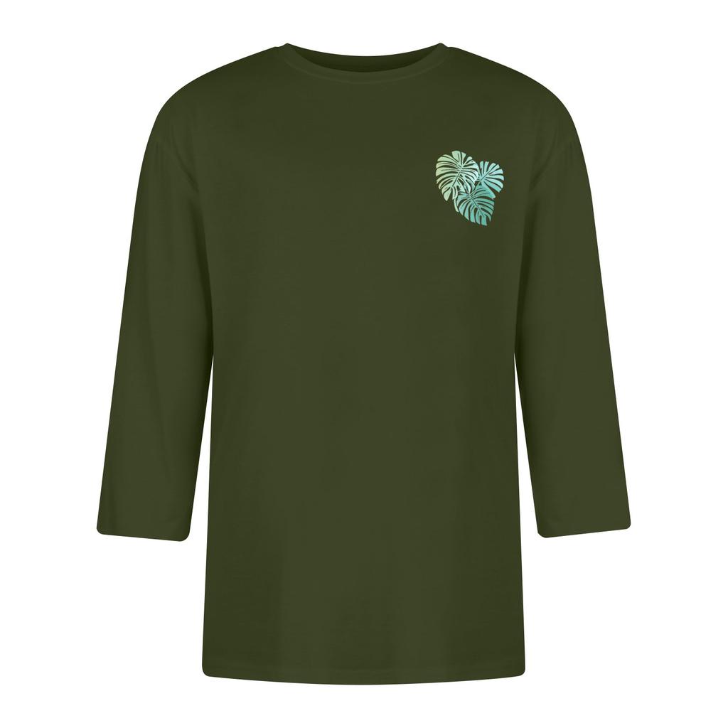 Men's Casual and Fashionable Printed Round-neck Three-quarter Sleeve Top T-shirt