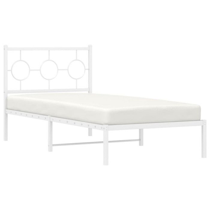 VidaXL Cadre de Lit Métal avec Tête de Lit, Lit Simple avec Sommier à Lattes, Lit Adulte avec Pied, Meuble de Chambre, 376268