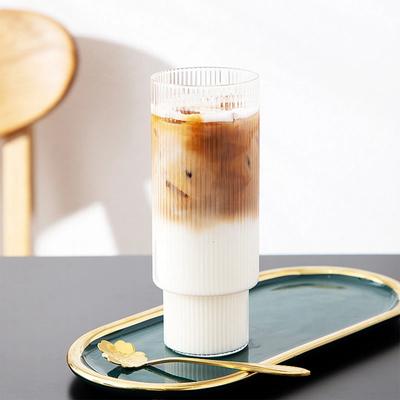 Vertikale Streifen Geripptes Glas Set Kaffee Latte Tasse Wasser Tee Trinkgeschirr Milch Saft Becher Wein Cocktail Whisky Dessert Behälter