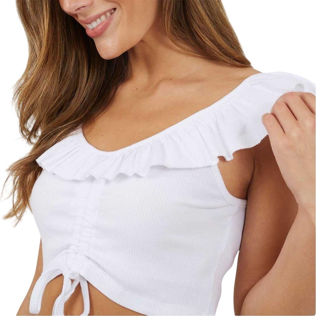 BRAVE SOUL Womens/Ladies Frill Cropped Vest Top
