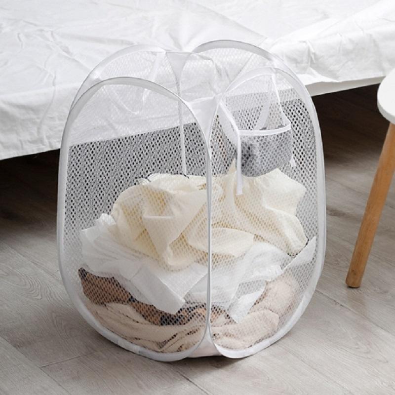 Foldable Hand-Held Laundry Basket Dirty Clothes Storage Grid Basket Household Organizer for Clothes Home Storage Toy Basket