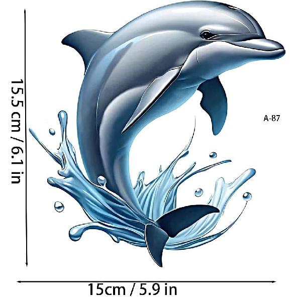 2PC Dolphin Splash Vinyl Decals Waterproof Stickers for Car Truck Bumper Motorcycle Laptop Wall Removable Durable A-87