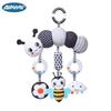Black & White Animal Wind Chime: Plush Caterpillar Car Pendant for Babies 0-3 Years