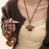 Handmade alkaline water bread pendant neck necklace croissant kink bagel bag decorative pendant deerskin rope sweater chain