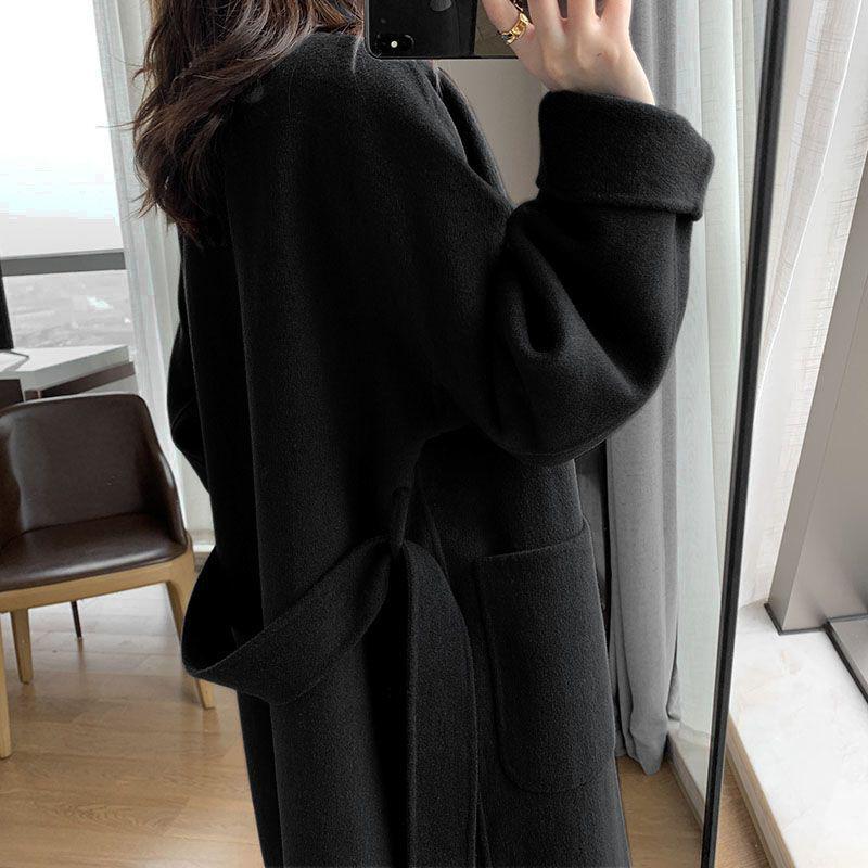 2025 Women's Plus Size Mid-Length Over-the-Knee Wool Coat - Autumn/Winter Fashion