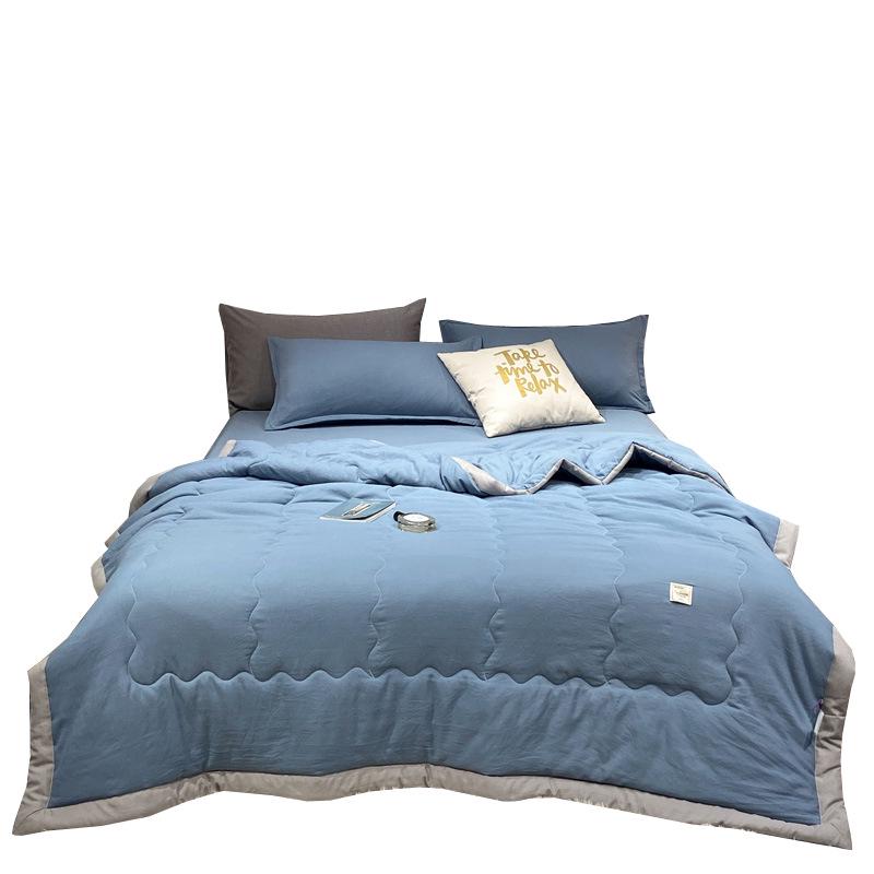 Solid Color Washed Cotton Skin-Friendly Machine Washable Summer Quilt for Air Conditioned Rooms – Thin, Single & Double Sizes
