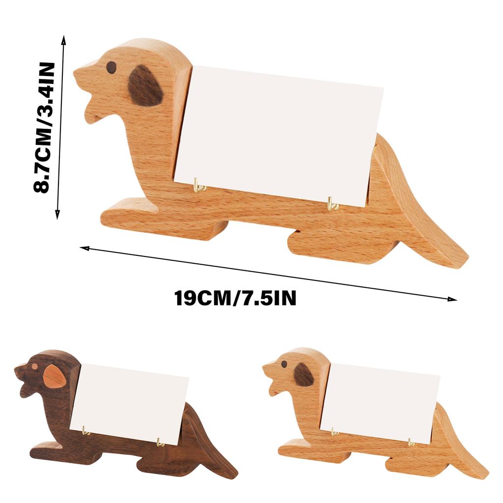 Wood Animal Shaped Business Card Holder Dog Shaped Name Card Stand For Office Desk And Reception Table Place Card