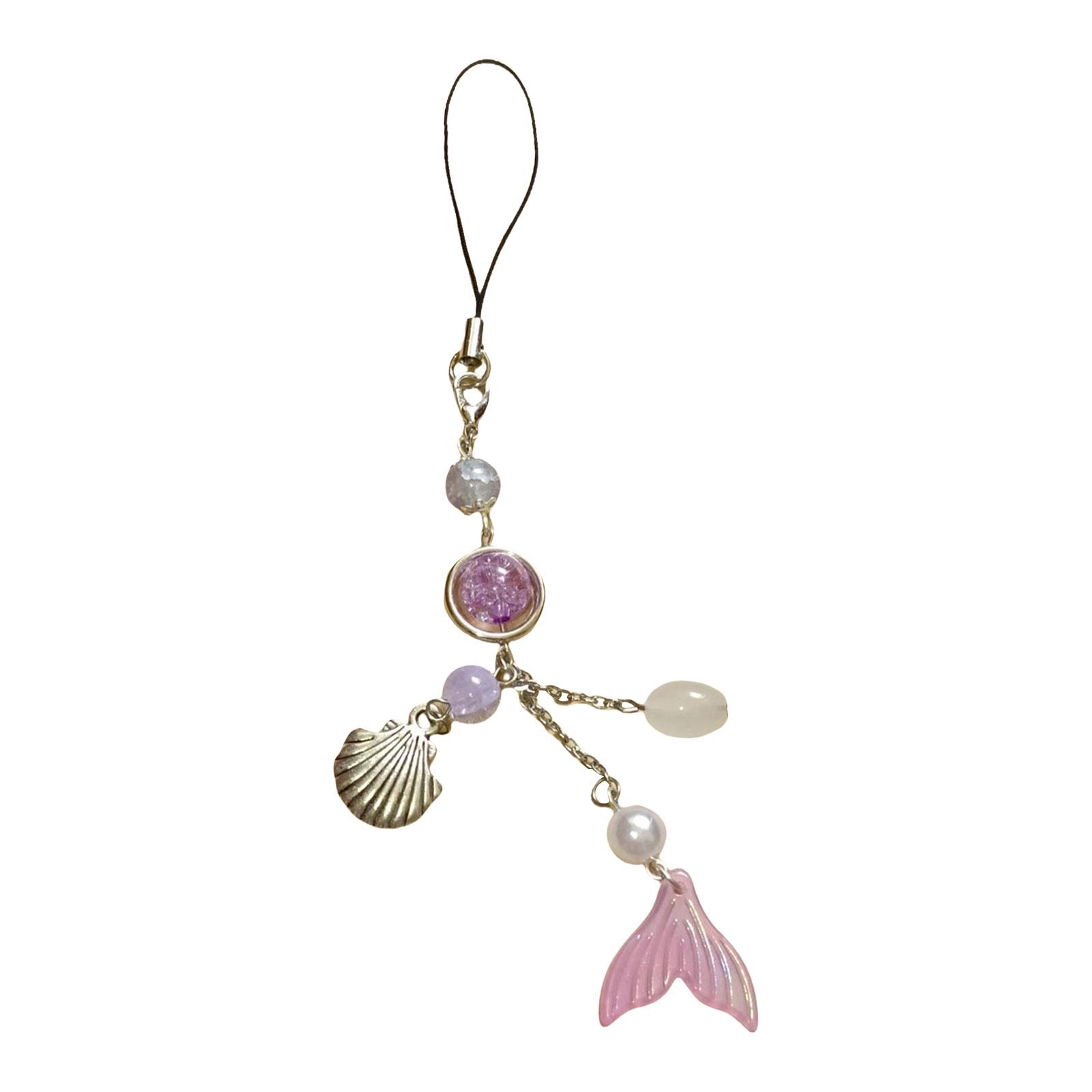 

Chic Handmade Fish Tail Bead Pendant Trend Setting Handmade Bead Phone Chain with Fish Tail Details for Bags Purses