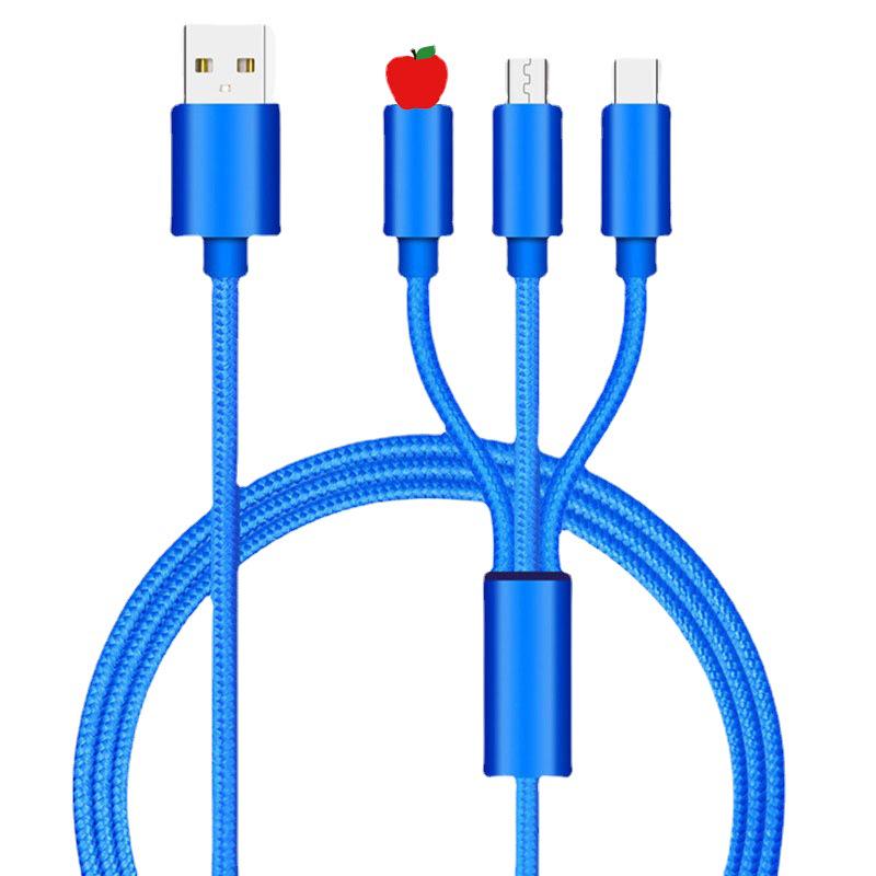 Multi-Function Fast Charger: 3-in-1 Cable for Huawei, OPPO, Apple, and Android Devices