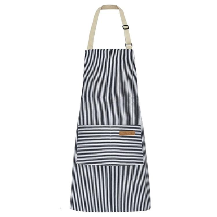 Polyester Striped Apron Adjustable Neck Tie with Two Front Pockets For Gardening Cooking Restaurant Work And Home Chores