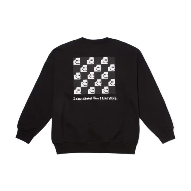 Vans X Asian Artist Collaboration Front Skate Shoe Print Crew Neck Casual Sports Long Sleeve T-Shirt Men Tops VN000EXFBLK