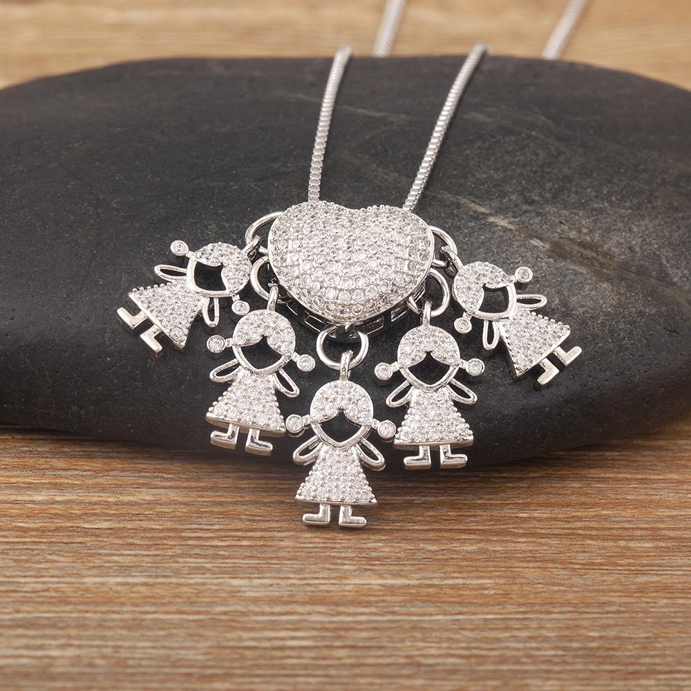 AIBEF Trendy Boy/Girl Pendant Necklaces Women Charm Cute Chain Choker Heart Family Jewelry Son/Daughter Birthday Gifts
