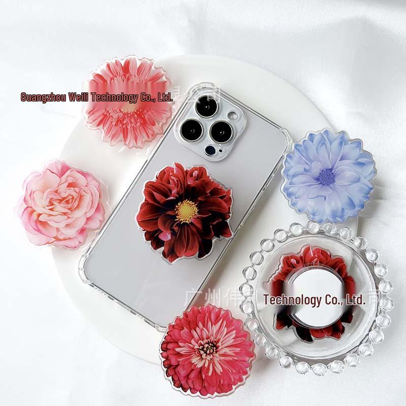 Doppelseitiger Epoxid-Blumen-Handyständer - Teleskopisch, Kreatives Geschenk mit Logo, Universell einsetzbar, Ideal für Live-Streaming