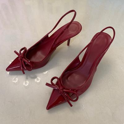Bow Pointed Toe High Heels Sandals Women Brand Designer Shoes Fashion Slides Sexy Slingback Shoes Elegant Pumps Female