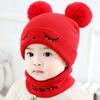 Warm Kids Knitted Hat Windproof Hat Scarf Set Winter Baby Beanie Cap  Toddler
