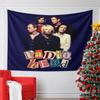 A Group of Five Individuals with "Radiohead" In Colorful Mixed Fonts. Patterned Tapestry for Bedroom and Living Room Home Decor