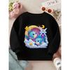 European sizes Kids Whimsical Night Sky with Cute Fishes: A Fantasy Illustration Print Long Sleeve Crewneck Sweatshirt - Soft Casual Pullover Top