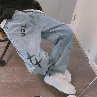 Jean 9 points tendance pour homme, style coréen, printemps/automne 2023, droit ample à jambes larges