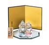 Glass Hina with Octagonal Flat Emperor and Empress Perfect for Hinamatsuri Peach Interior Dolls, "Yorisoi Hina" Stand, Display, Display, Compact,