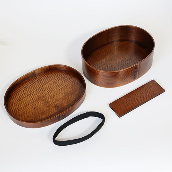 900ml Magewappa Bento Made of Sawara Cypress for Men Box, Oval, Lacquered, Large, Wood,