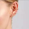 925 Silver Needle Long Chain Stud Earrings For Women Exquisite Zircon Geometric Tassel Pendant Earrings Luxury Jewelry