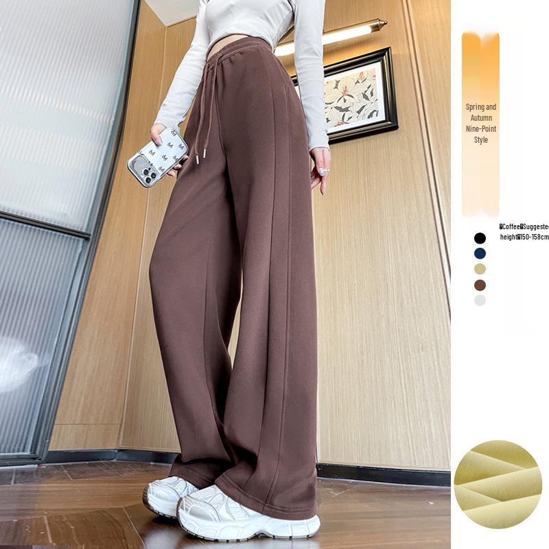 Women's High Waist Slimming Sweatpants: Narrow to Wide Leg Straight Casual Pants, Small Size, 2025 Trend.