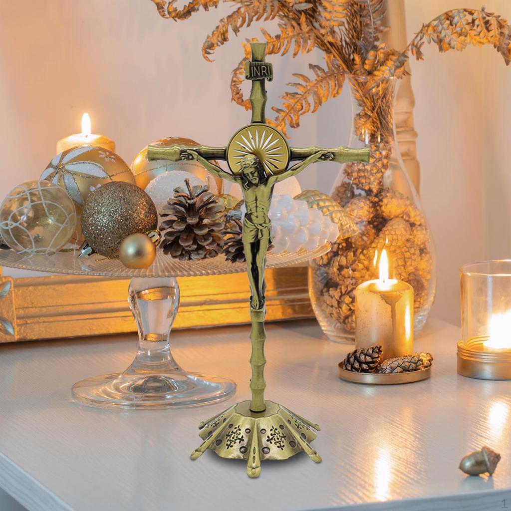 Cross Crucifix Wall Statue Figurine Tabletop Prayer Standing with