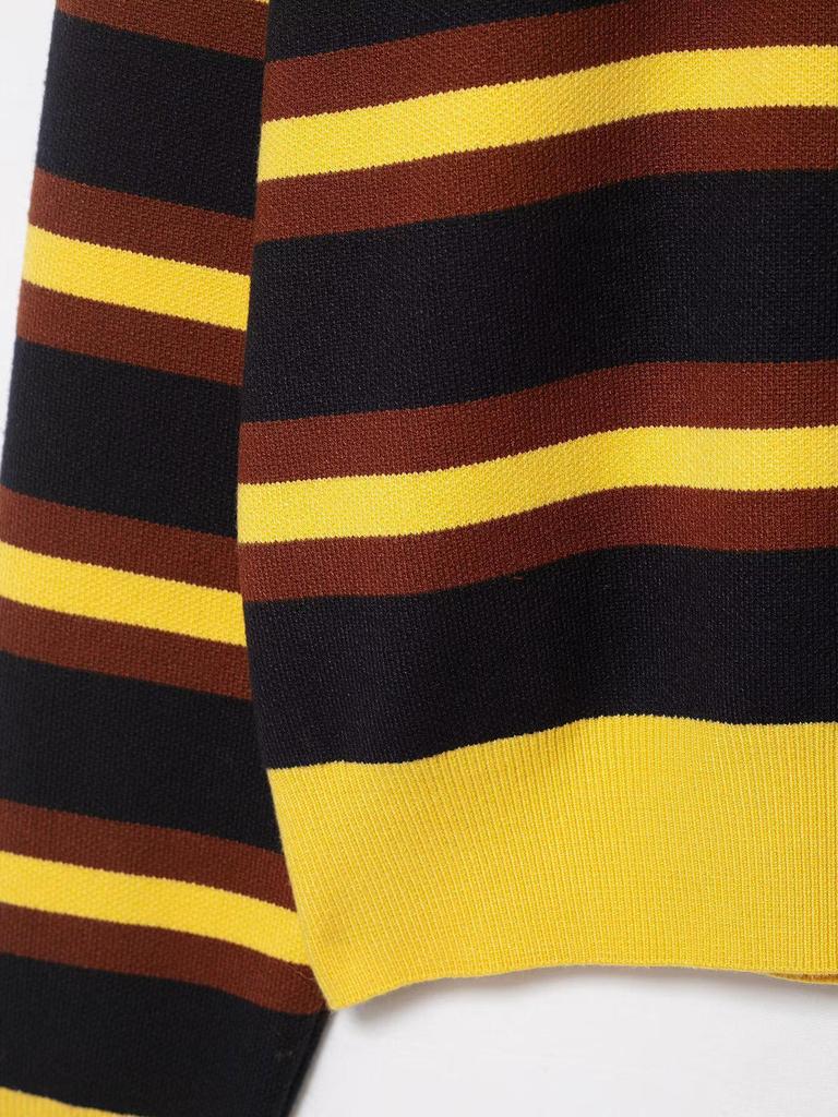 2025 European Autumn Women's Yellow Striped Lapel Knitwear