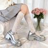 Lace Stockings Openwork Heart Jacquard White Calf Socks Students Thin Mid-Calf Socks