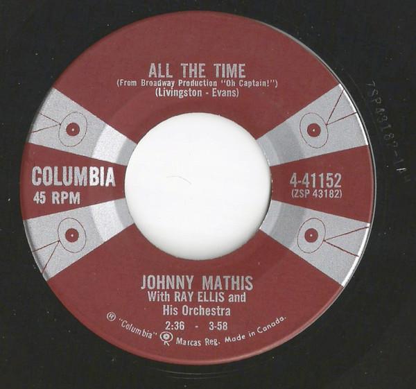 

7inch Record JOHNNY MATHIS RAY ELLIS HIS ORCH All The Time Teacher Teacher 441152 Columbia 1958 Canada Pop Used