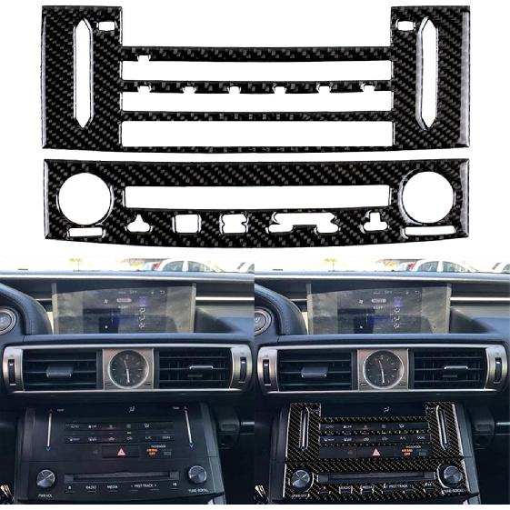 Schutzaufkleber Seitenverkleidung Mittelkonsole 2 Stück Premium-Aufkleber Echte Kohlefaser-Zubehör Kompatibel mit Lexus IS250 2014 2015/IS200t