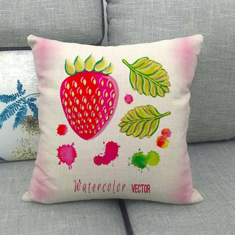 Simple And Colorful Painted Fruits Digital Printing Short Plush Pillow Covers For Car Sofa Office Cushion Cover Home Goods