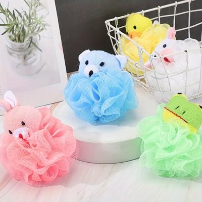 Badsvampar Djur Barn Loofah Badpuff Nät Djurleksak Badsvamp Färgglad Tecknad Kroppsskrubbbollar Dusch-nät för Barn