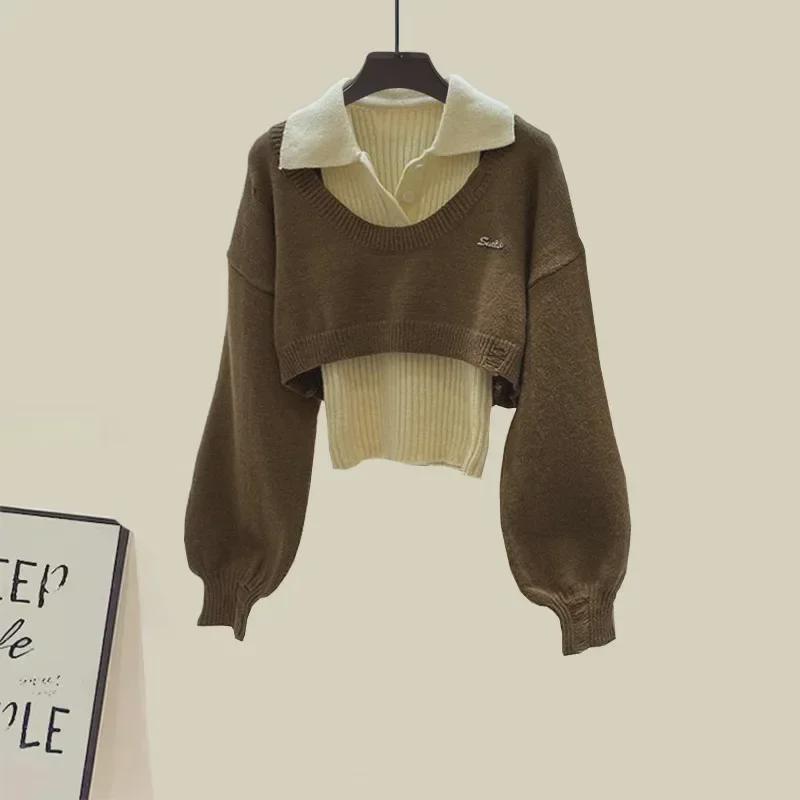 "Frühjahr 2025 Damenmode: Anti-Aging-Set aus lockerem Pullover und Swingrock"