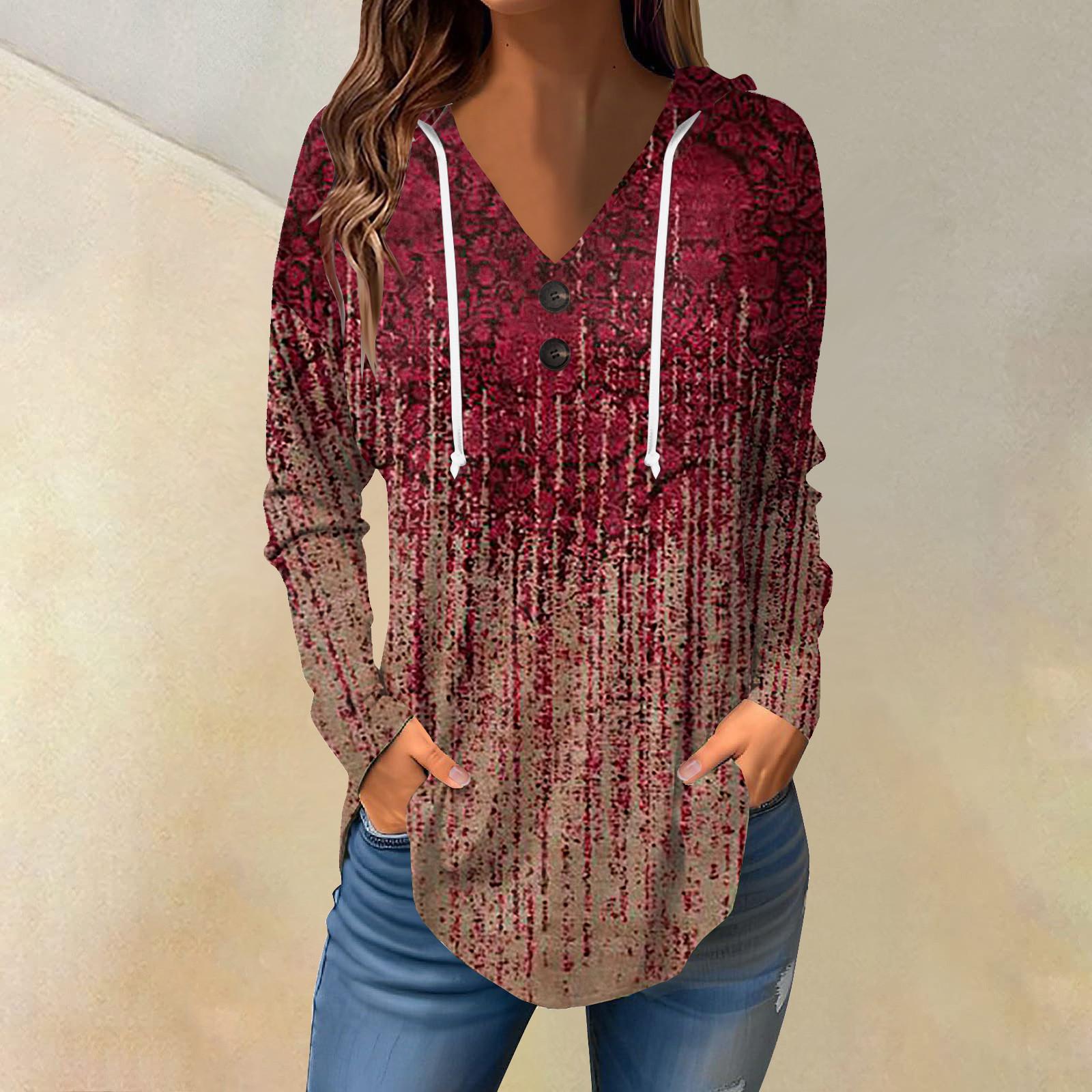 

Женские повседневные модные однотонные толстовки с капюшоном на пуговицах и длинными рукавами с V-образным вырезом XL