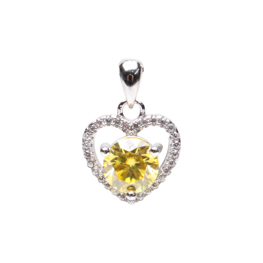 Bien Vetu Yellow Moissanite Pendant 1 Carat Heart Pavé 421