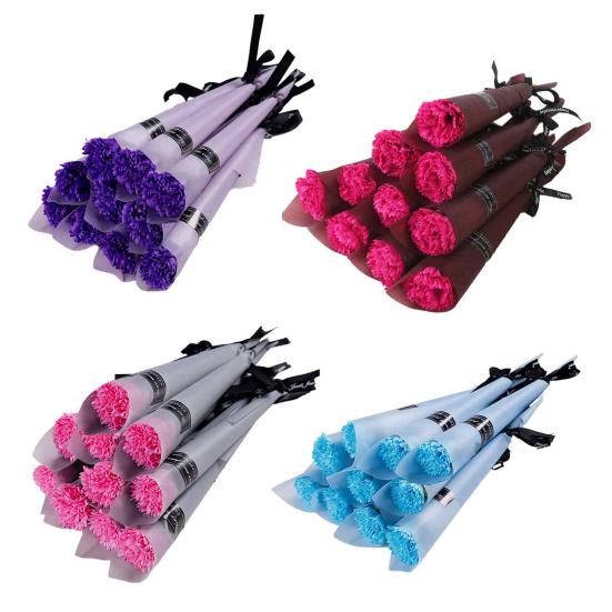 Yousheng 10 Pezzi Festa della Mamma Fiori di Sapone Bouquet di Garofani Singoli Fiori Artificiali Realistici Regalo per Persone Care Compleanno della Mamma