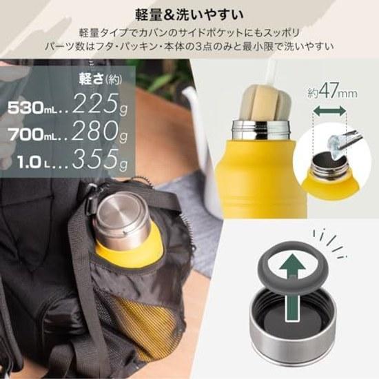 Atlas Water Bottle 700ml Insulated Vacuum Stainless Steel Mug Lightweight Direct Drinking Easy Clean Outdoor WENS Mustard AWPB-701MD
