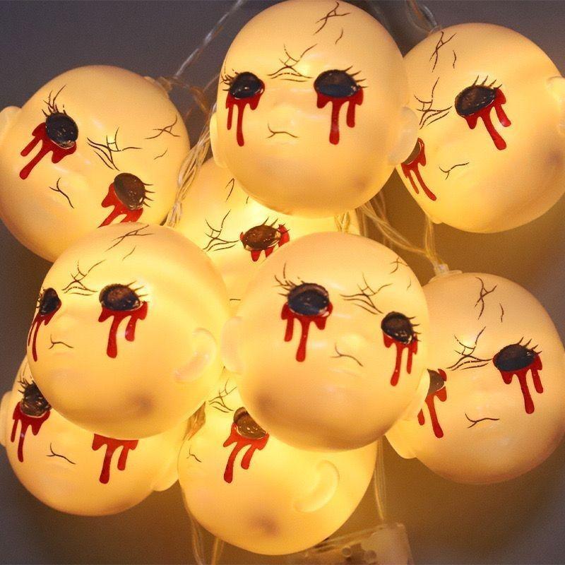 150cm 10LED Halloween LED String Light Portable Pumpkin Ghost Skull Light Home Bar Halloween Party Decoration Supplies Atmosphere Light